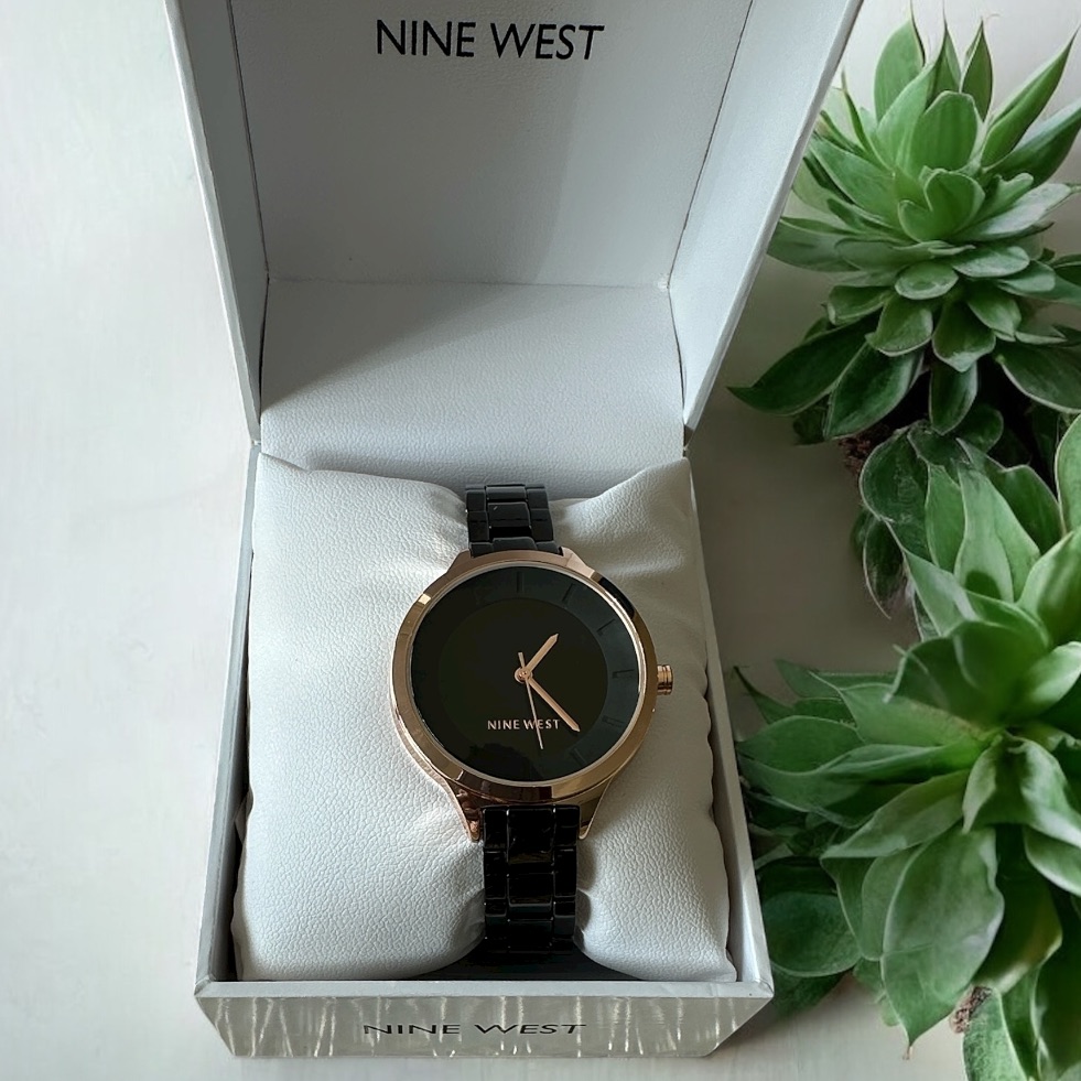 Nine West Black And Rose Gold Watch